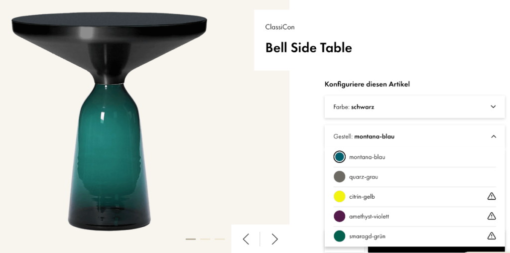 Bell Table Online Konfigurator