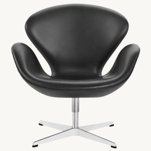 Schwan Sessel Leder schwarz I Fritz Hansen