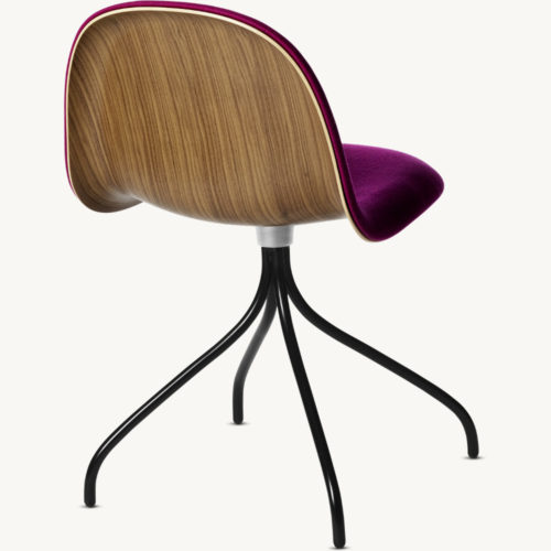 Gubi_Chair_3D_Swivel_Black_FrontUpholstered_Wood_Walnut_Fabric_Purple_Back