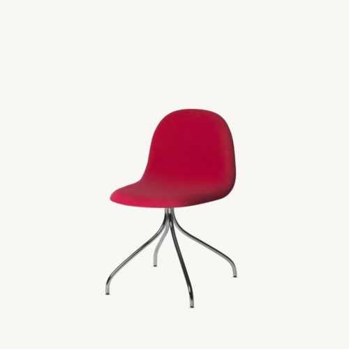 Gubi_Chair_3D_Swivel_Chrome_MultiUpholstered_Red_Orange_Front